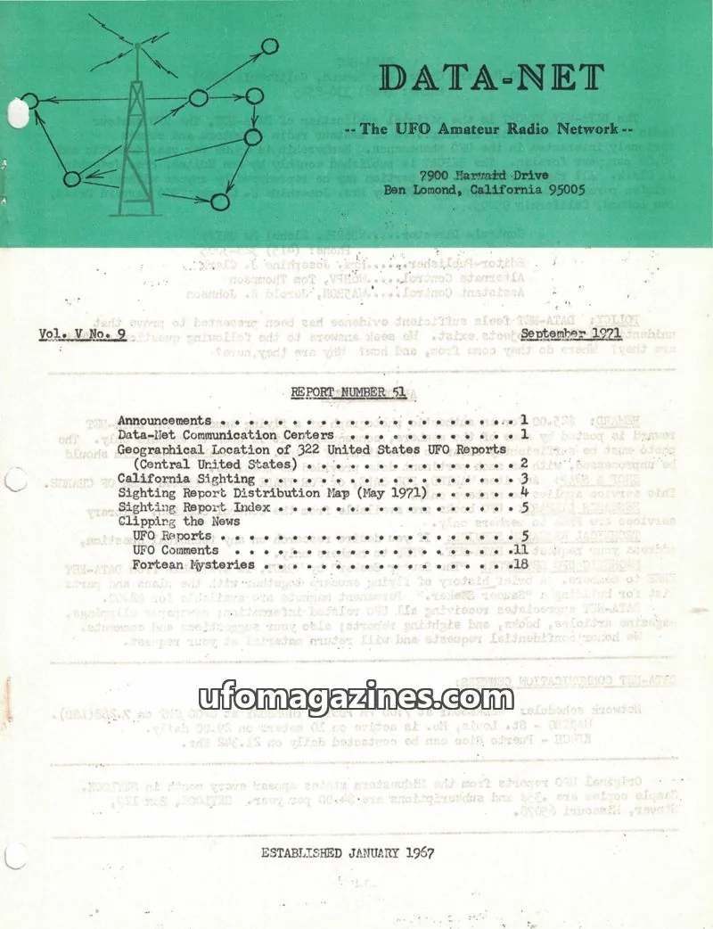 Cover of The UFO Amateur Radio Network issue Vol. V No. 9: DATA-NET
