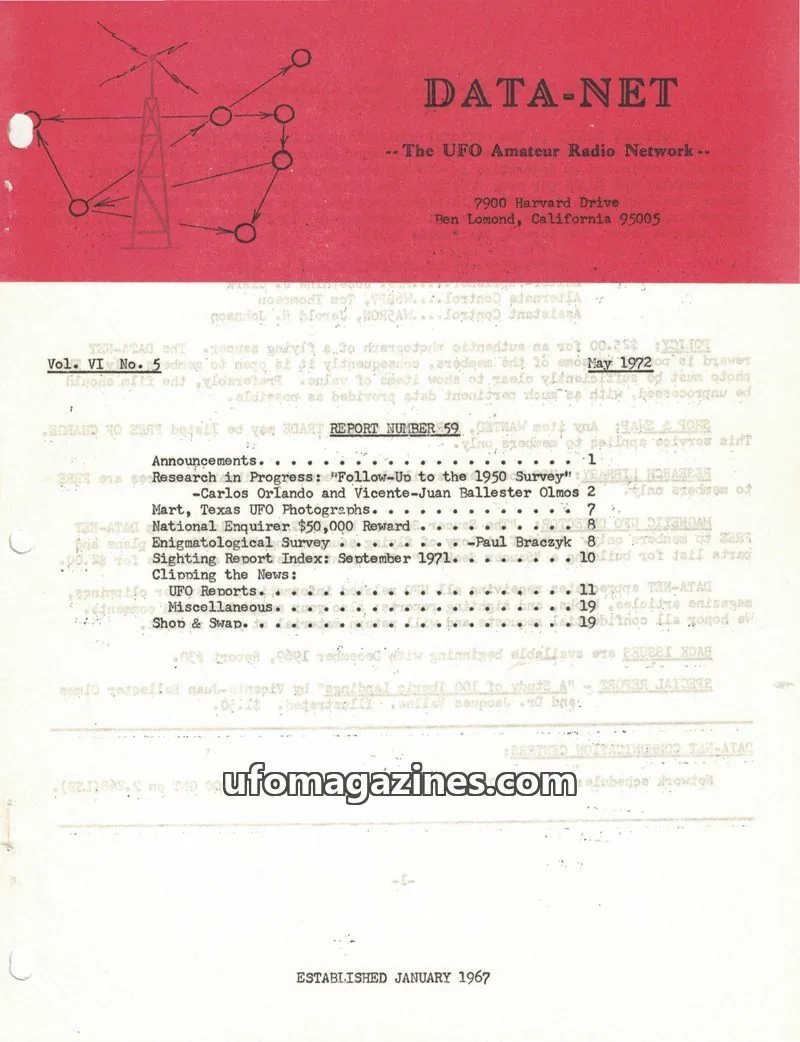 Cover of The UFO Amateur Radio Network issue Vol. VI No. 5: DATA-NET