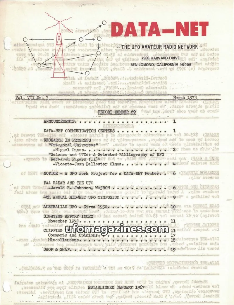 Cover of The UFO Amateur Radio Network issue Vol. VII No. 3: DATA-NET