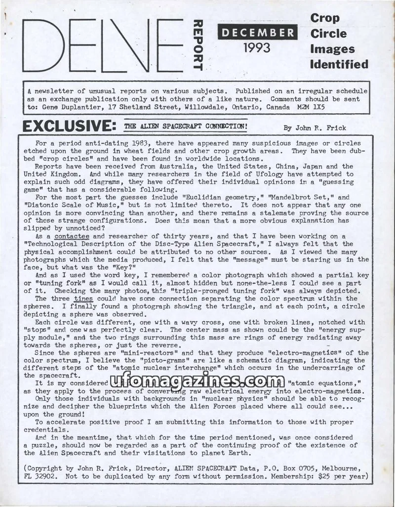 Cover of Delve Report (Duplantier) issue DECEMBER 1993: DELNE REPORT