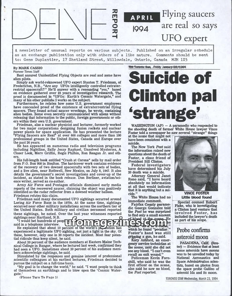 Cover of Delve Report (Duplantier) issue April 1994: DELNE REPORT