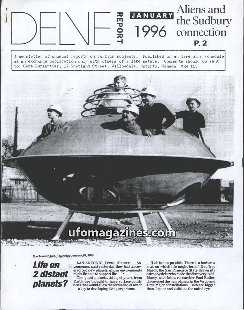 Cover of Delve Report (Duplantier) issue JANUARY 1996: DELNE REPORT