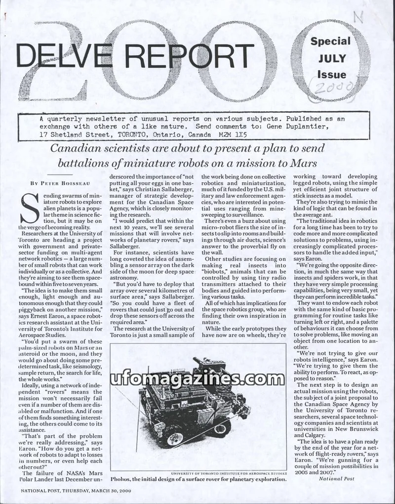 Cover of Delve Report (Duplantier) issue Special JULY Issue: DELVE REPORT
