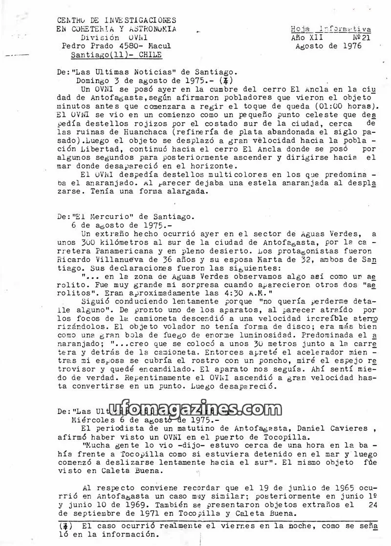 Cover of DIOVNI issue № 21: Hoja Informativa