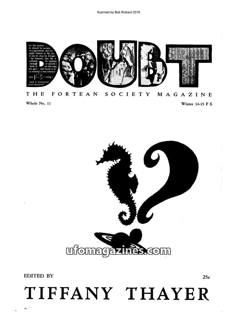 Cover of THE FORTEAN SOCIETY MAGAZINE issue Whole No. 11: DOUBT