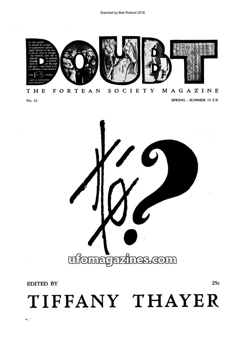 Cover of THE FORTEAN SOCIETY MAGAZINE issue No. 12: DOUBT