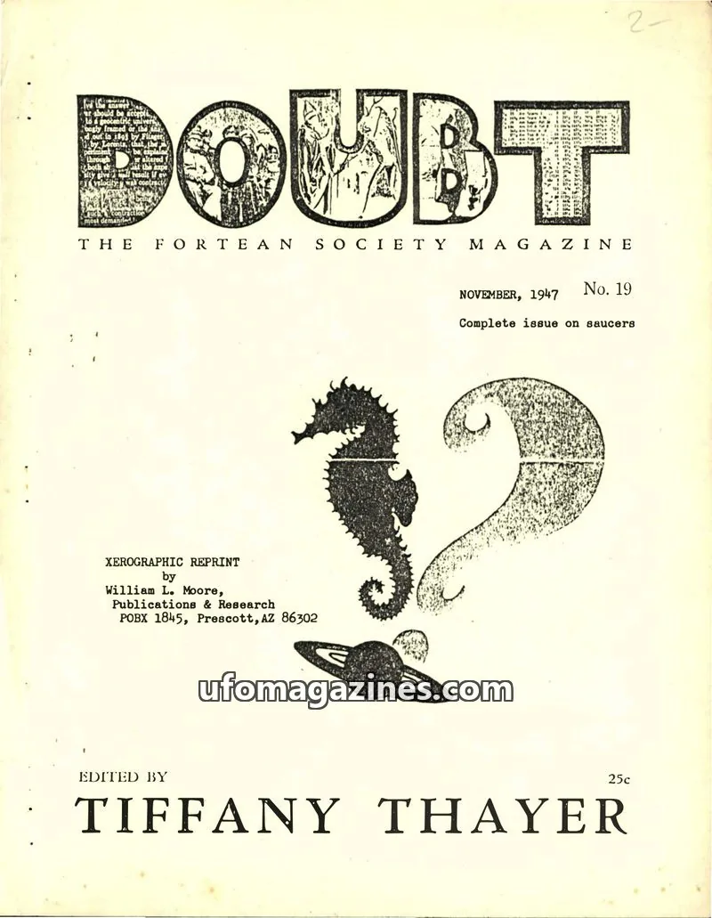 Cover of The Fortean Society issue No. 19: DOUBT