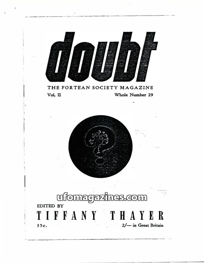 Cover of The Fortean Society issue Whole Number 29: DOUBT