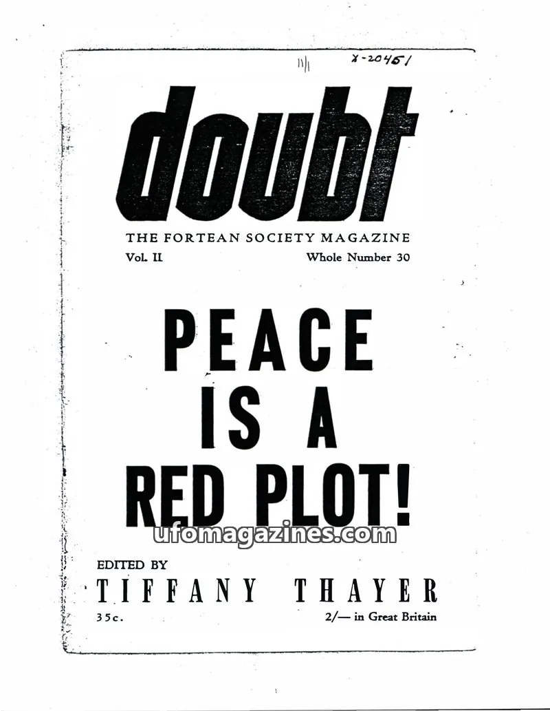 Cover of The Fortean Society issue Whole Number 30: DOUBT