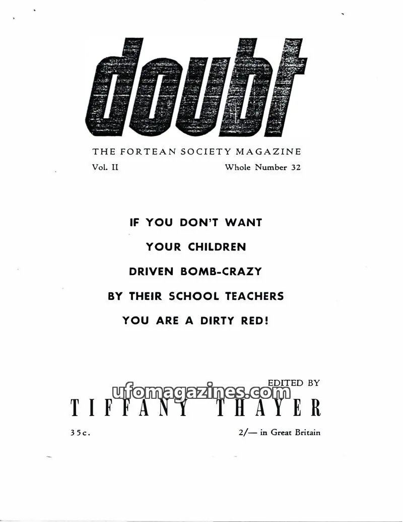 Cover of The Fortean Society issue 32: DOUBT