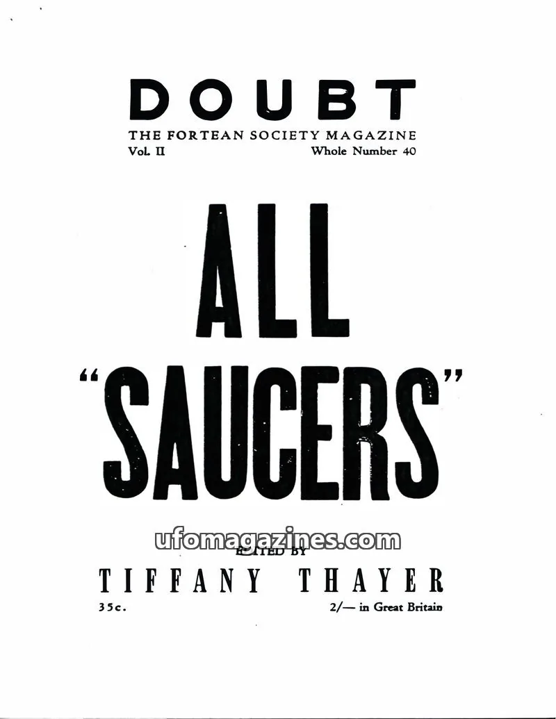 Cover of The Fortean Society issue Vol. II Whole Number 40: DOUBT