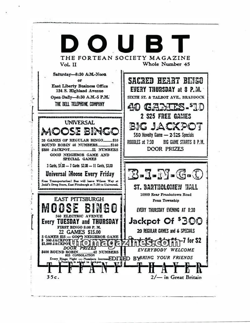 Cover of The Fortean Society issue Whole Number 45: DOUBT