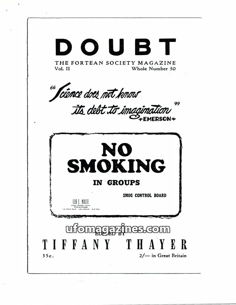 Cover of The Fortean Society issue Whole Number 50: DOUBT