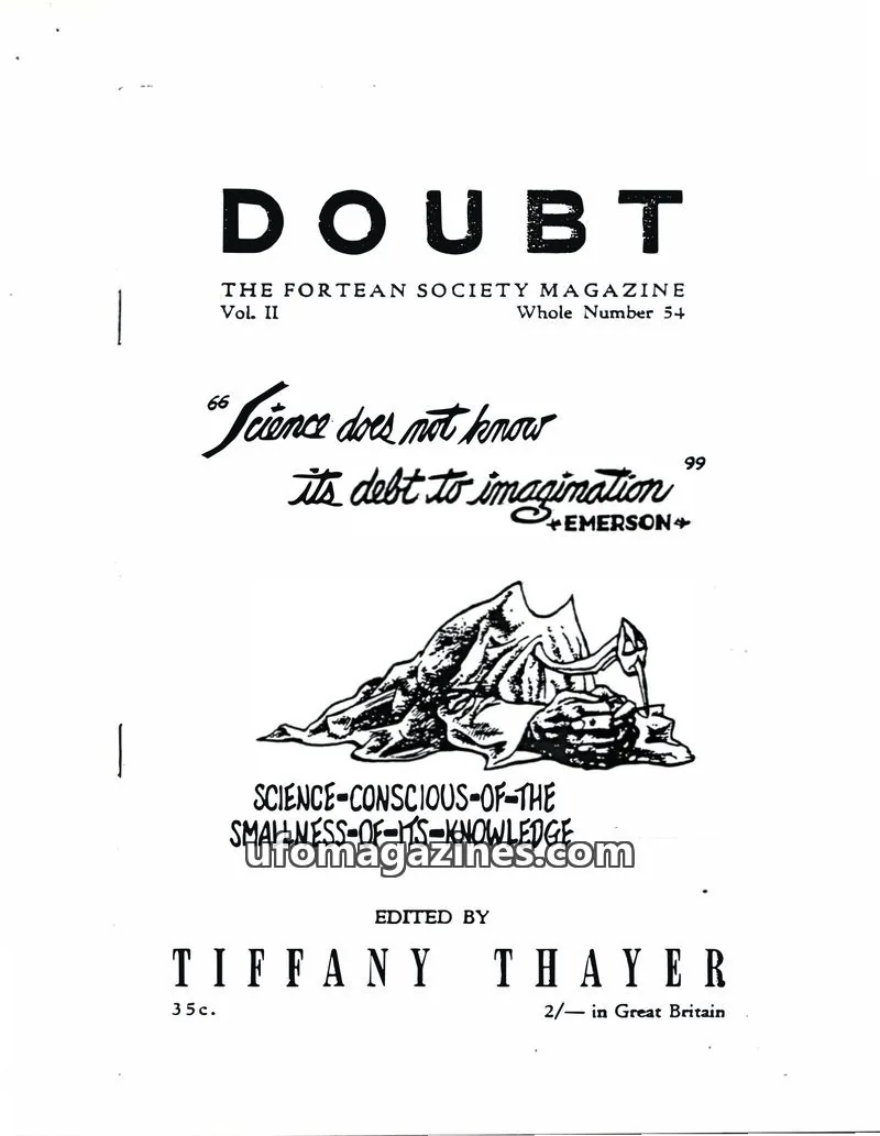 Cover of The Fortean Society issue Whole Number 54: DOUBT