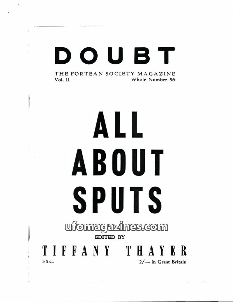 Cover of The Fortean Society issue Whole Number 56: DOUBT