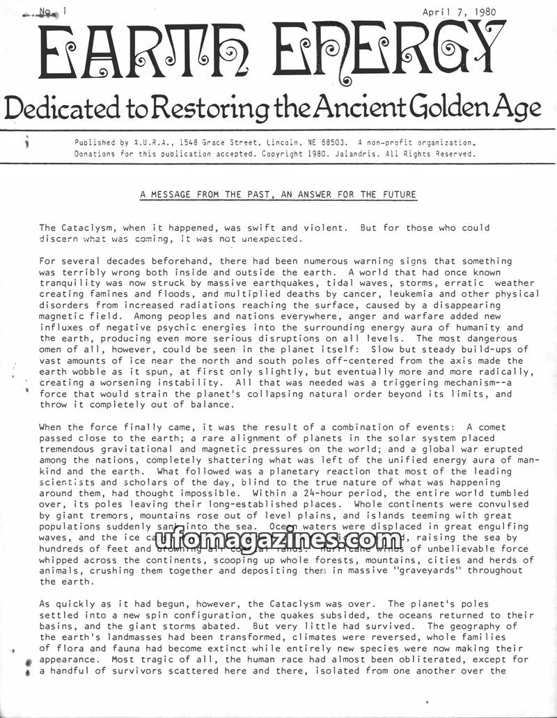 Cover of Earth Energy (Joseph Jochmans) issue 1: EARTH ENERGY