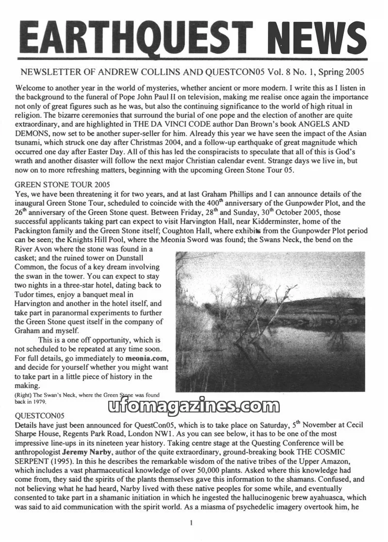 Cover of Earthquest News (Andrew Collins) issue Vol. 8 No. 1: EARTHQUEST NEWS