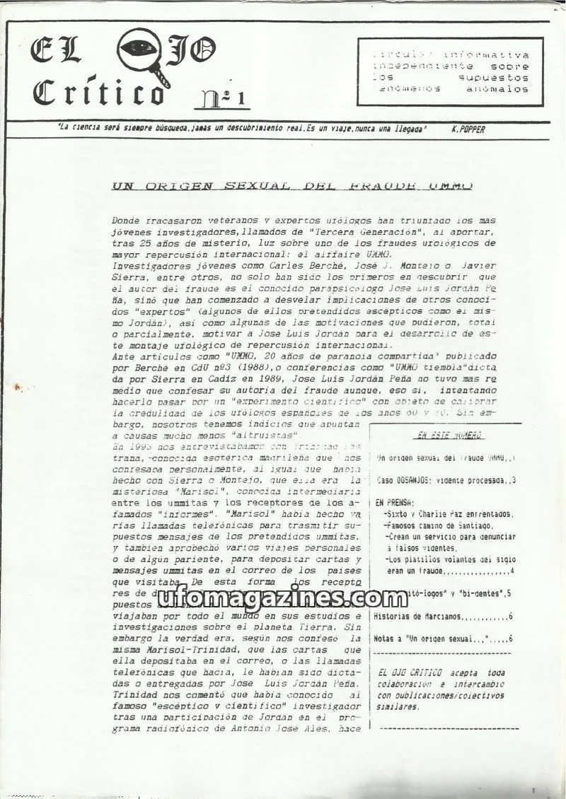 Cover of El Ojo Critico issue Nº 1: EL OJO CRITICO