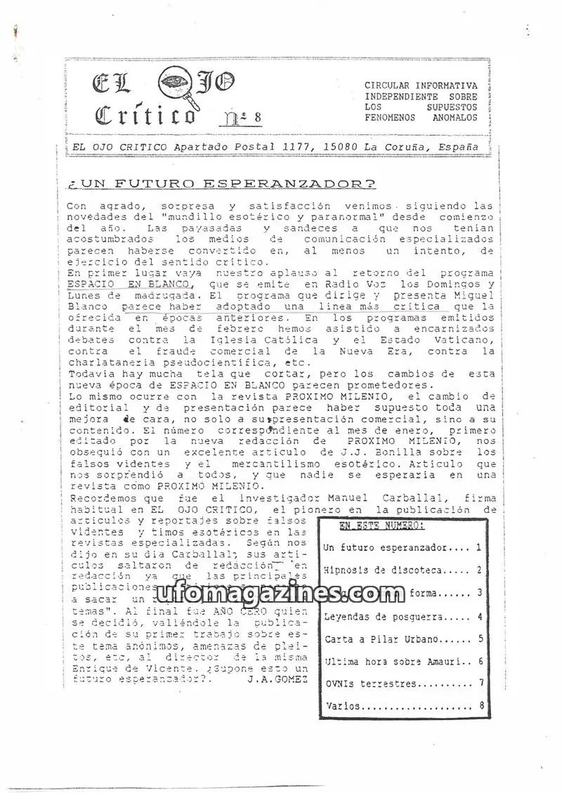 Cover of El Ojo Critico issue 8: EL OJO CRITICO