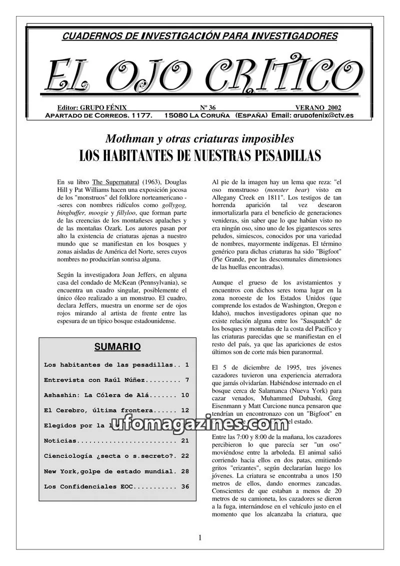 Cover of El Ojo Critico issue 36: EL OJO CRITICO