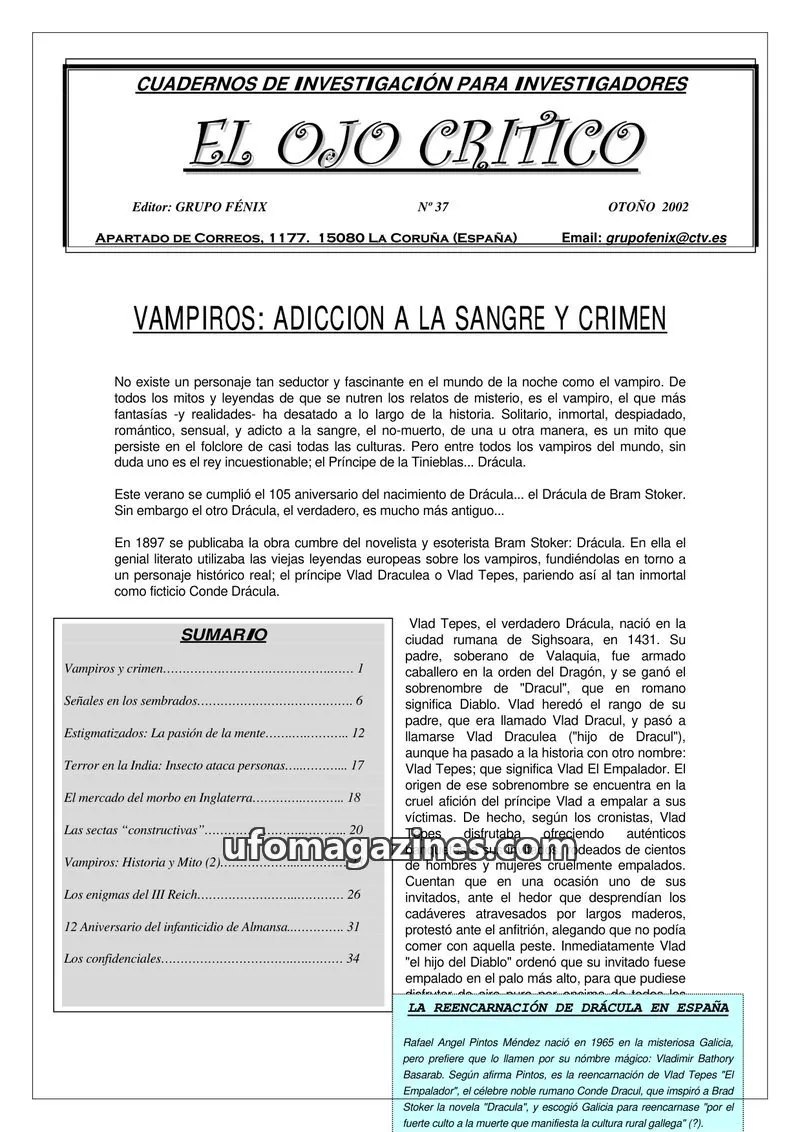 Cover of El Ojo Critico issue 37: CUADERNOS DE INVESTIGACIÓN PARA INVESTIGADORES EL OJO CRITICO