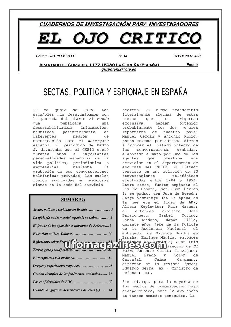 Cover of El Ojo Critico issue 38: EL OJO CRITICO