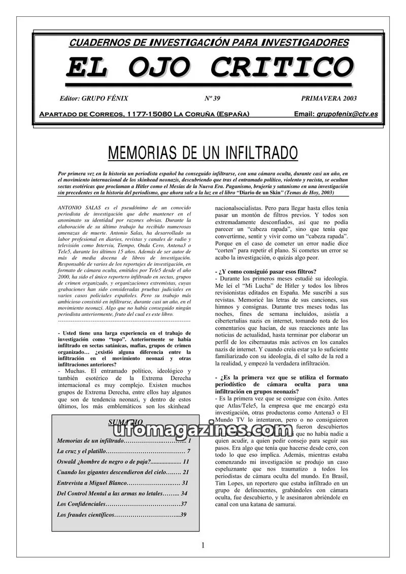 Cover of El Ojo Critico issue N° 39: EL OJO CRITICO