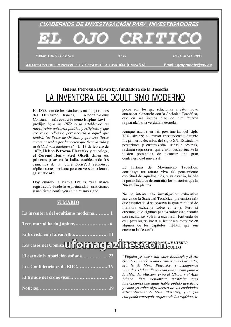 Cover of El Ojo Critico issue 41: EL OJO CRITICO