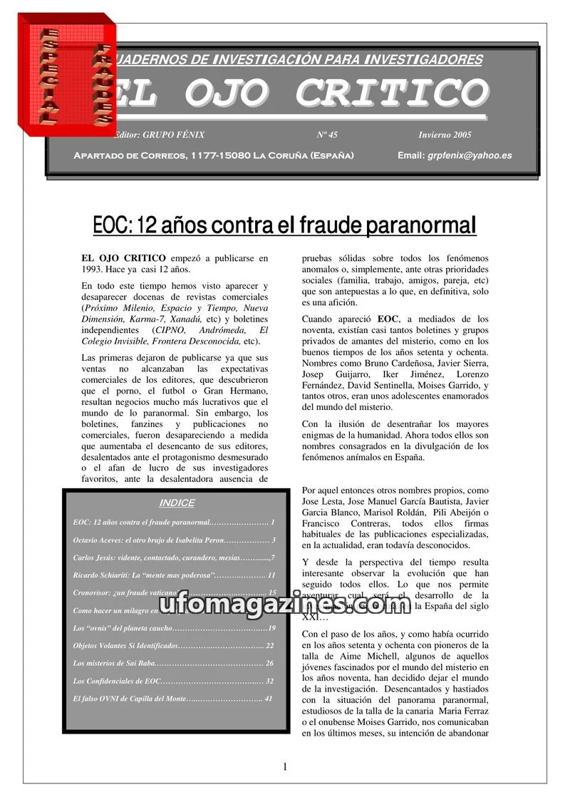 Cover of El Ojo Critico issue N° 45: EL OJO CRITICO