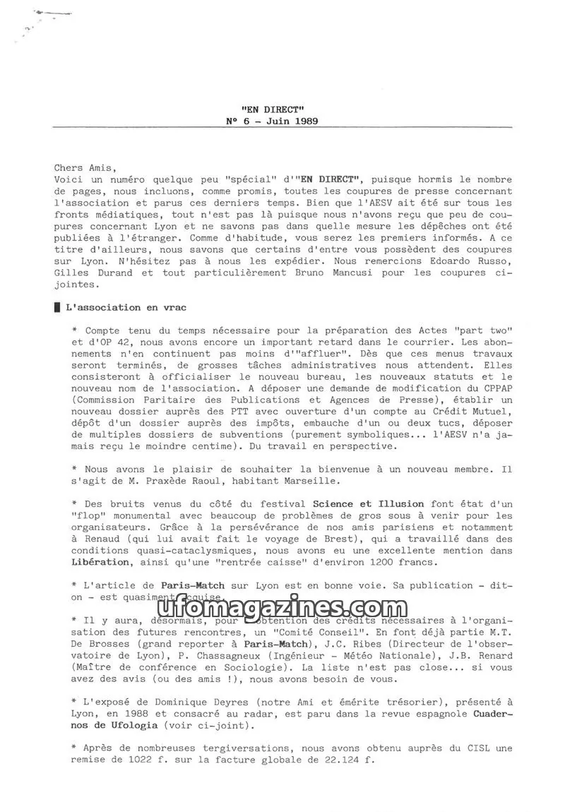 Cover of AESV issue 6: "EN DIRECT"