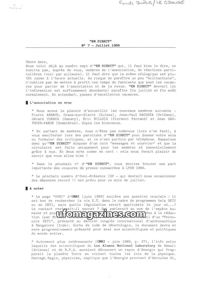 Cover of AESV issue 7: EN DIRECT