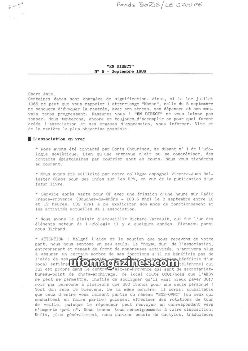 Cover of AESV issue N° 9: EN DIRECT
