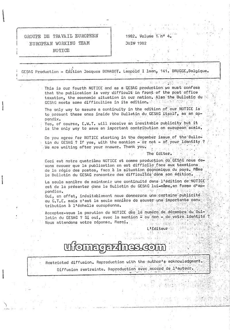 Cover of European Working Team (EWT) issue 4: NOTICE