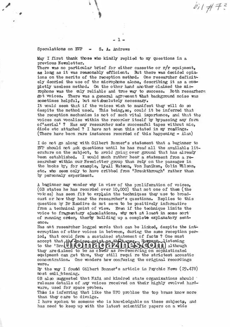 Cover of EVP Newsletter (Alan Cleaver) issue May 1978: EVP Newsletter