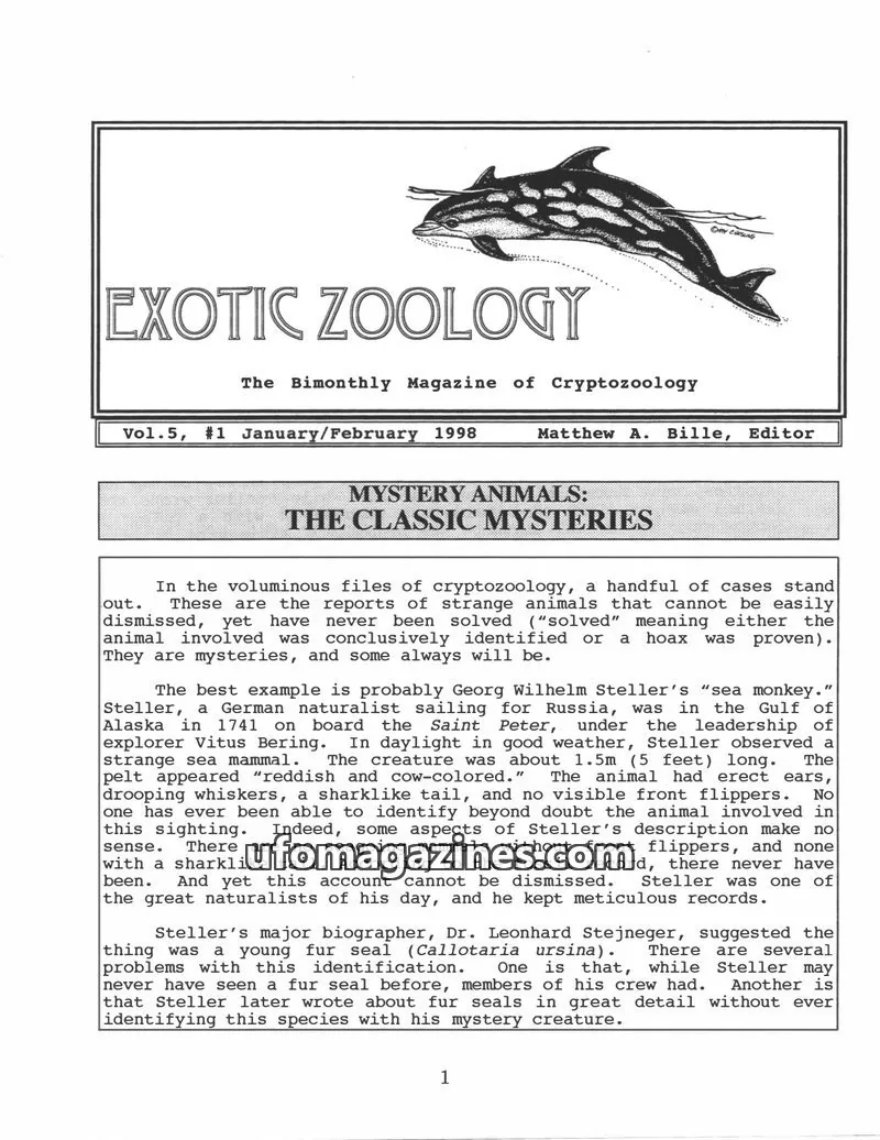 Cover of Exotic Zoology (Matt Bille) issue Vol.5, #1: EXOTIC ZOOLOGY