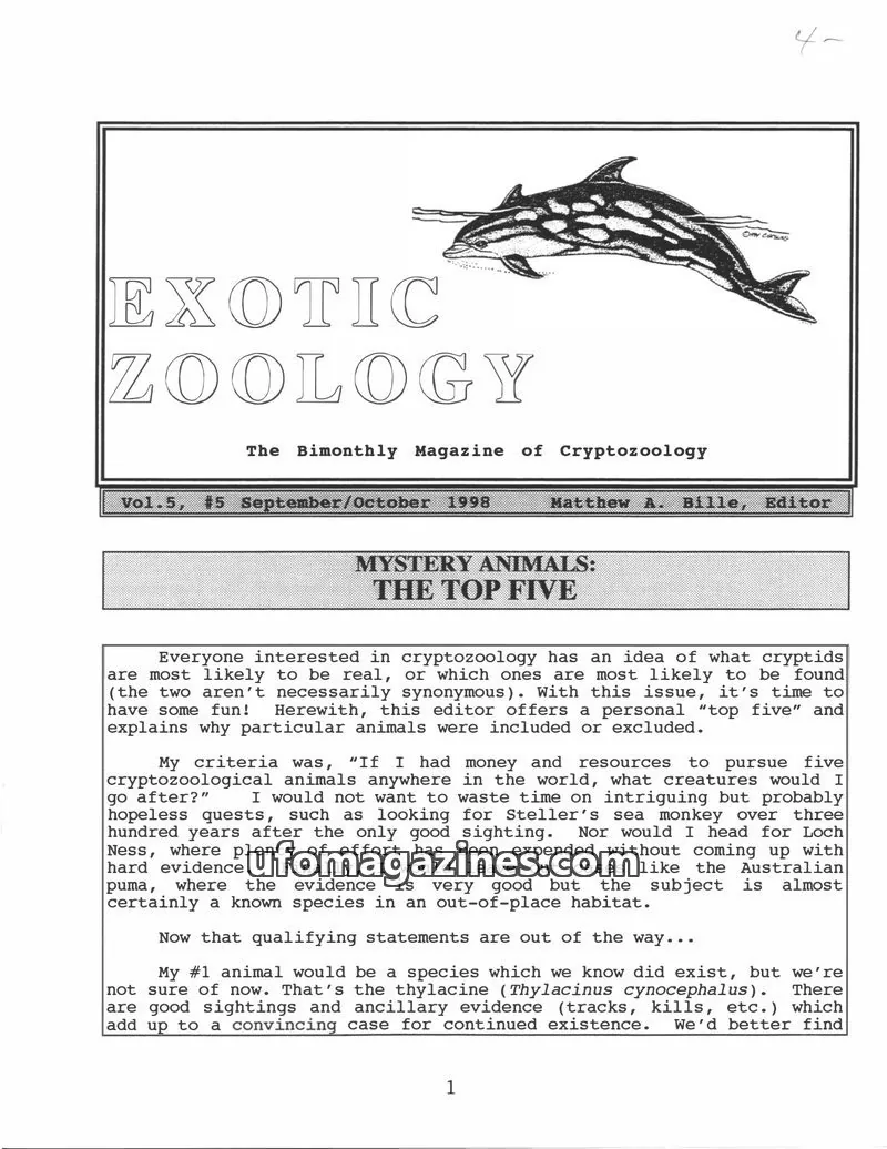 Cover of Exotic Zoology (Matt Bille) issue Vol.5 #5: EXOTIC ZOOLOGY
