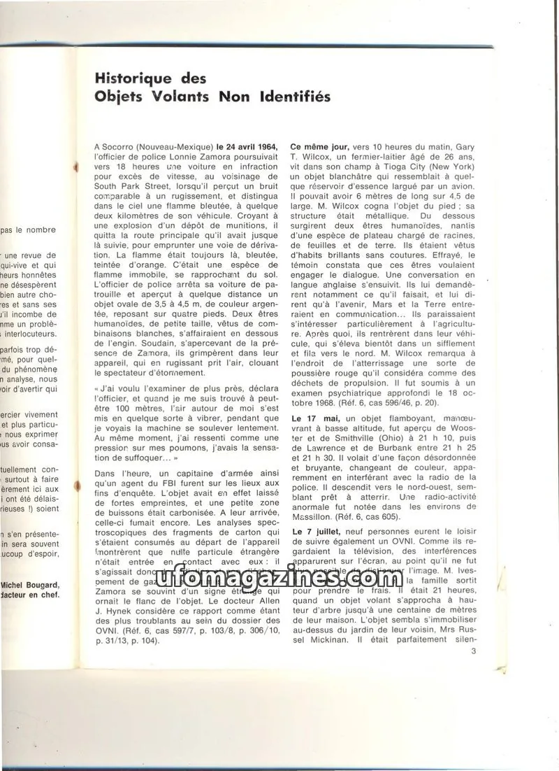Cover of extracts issue 3: Historique des Objets Volants Non Identifiés