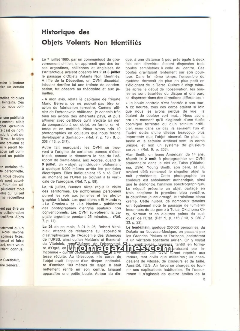 Cover of extracts issue 3: Historique des Objets Volants Non Identifiés