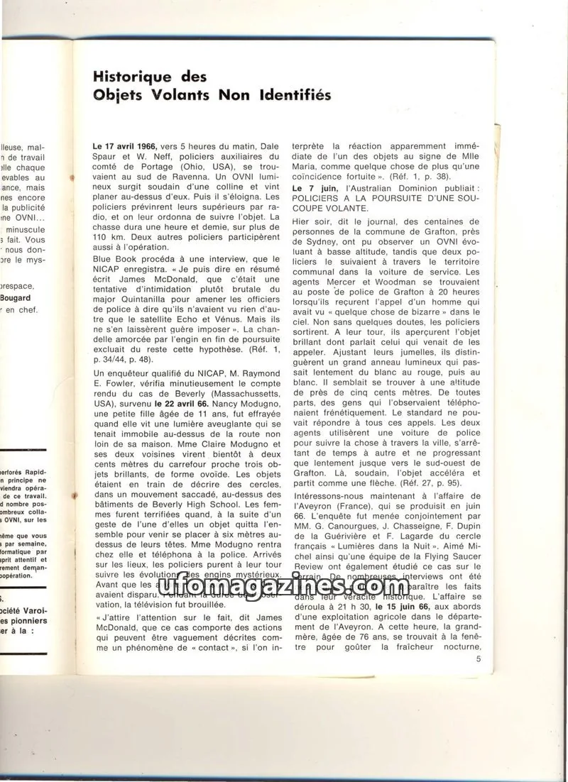Cover of extracts issue 51: Historique des Objets Volants Non Identifiés