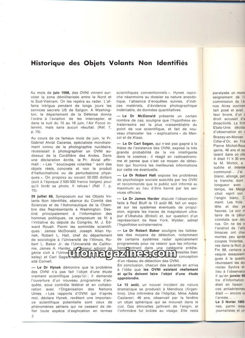 Cover of extracts: Historique des Objets Volants Non Identifiés