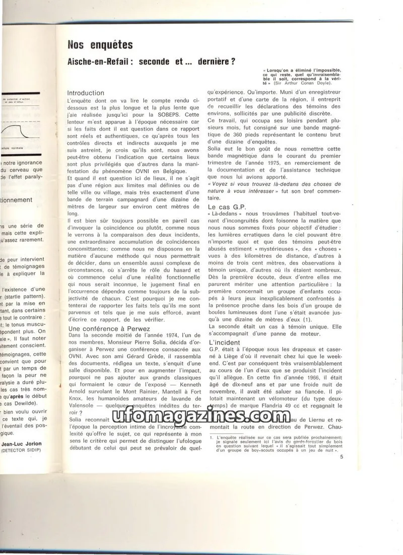 Cover of SOBEPS issue 5: Nos enquêtes