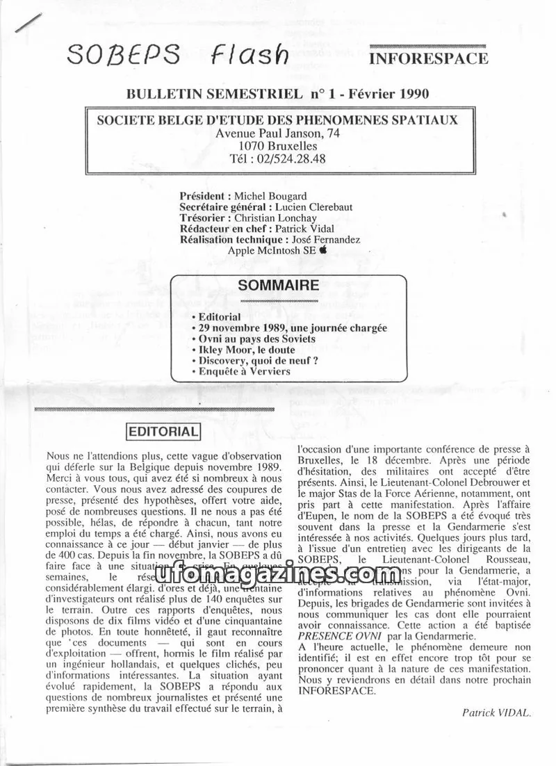 Cover of SOBEPS issue 1: SOBEPS flash