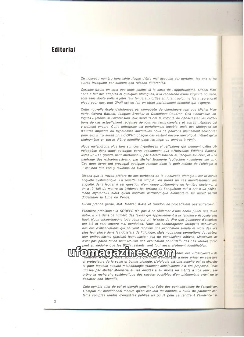 Cover of SOBEPS issue hors série: Editorial