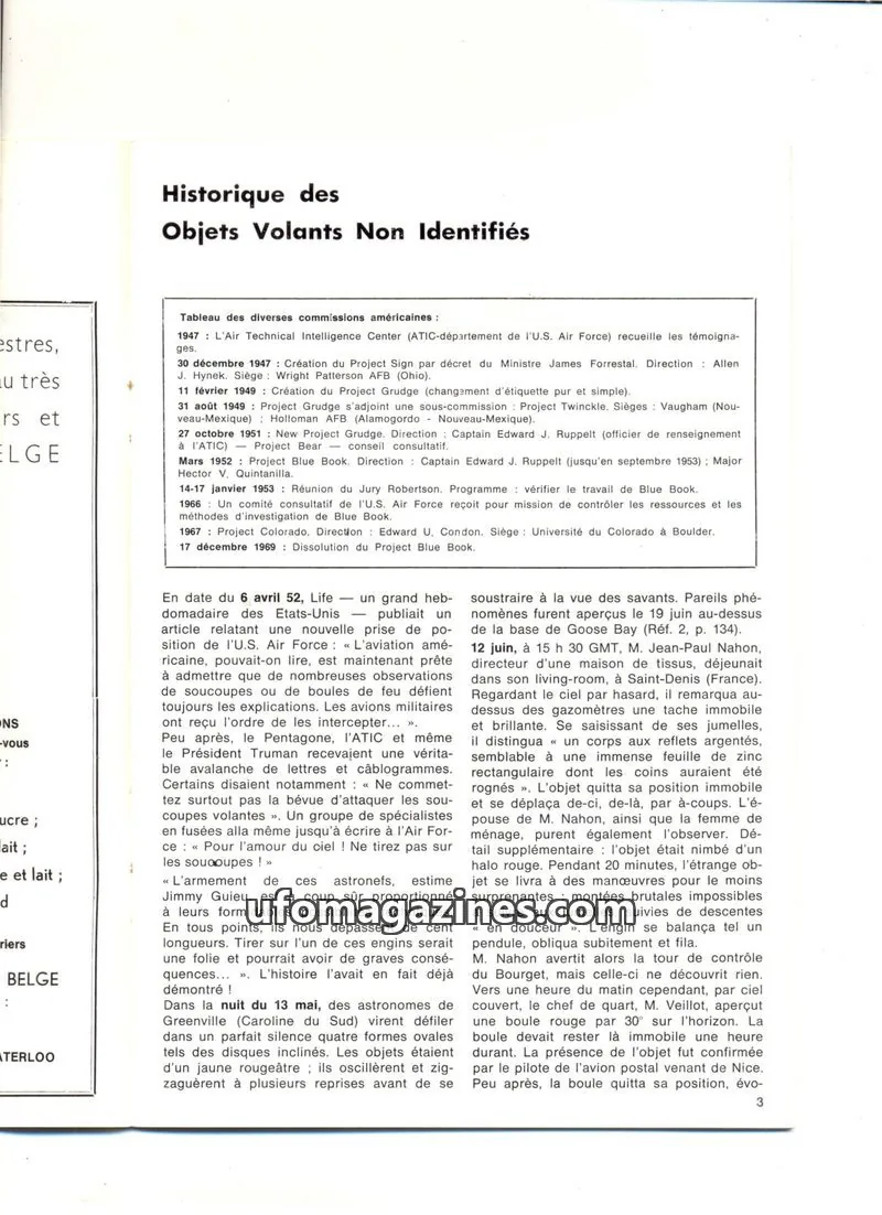 Cover of extracts issue 3: Historique des Objets Volants Non Identifiés