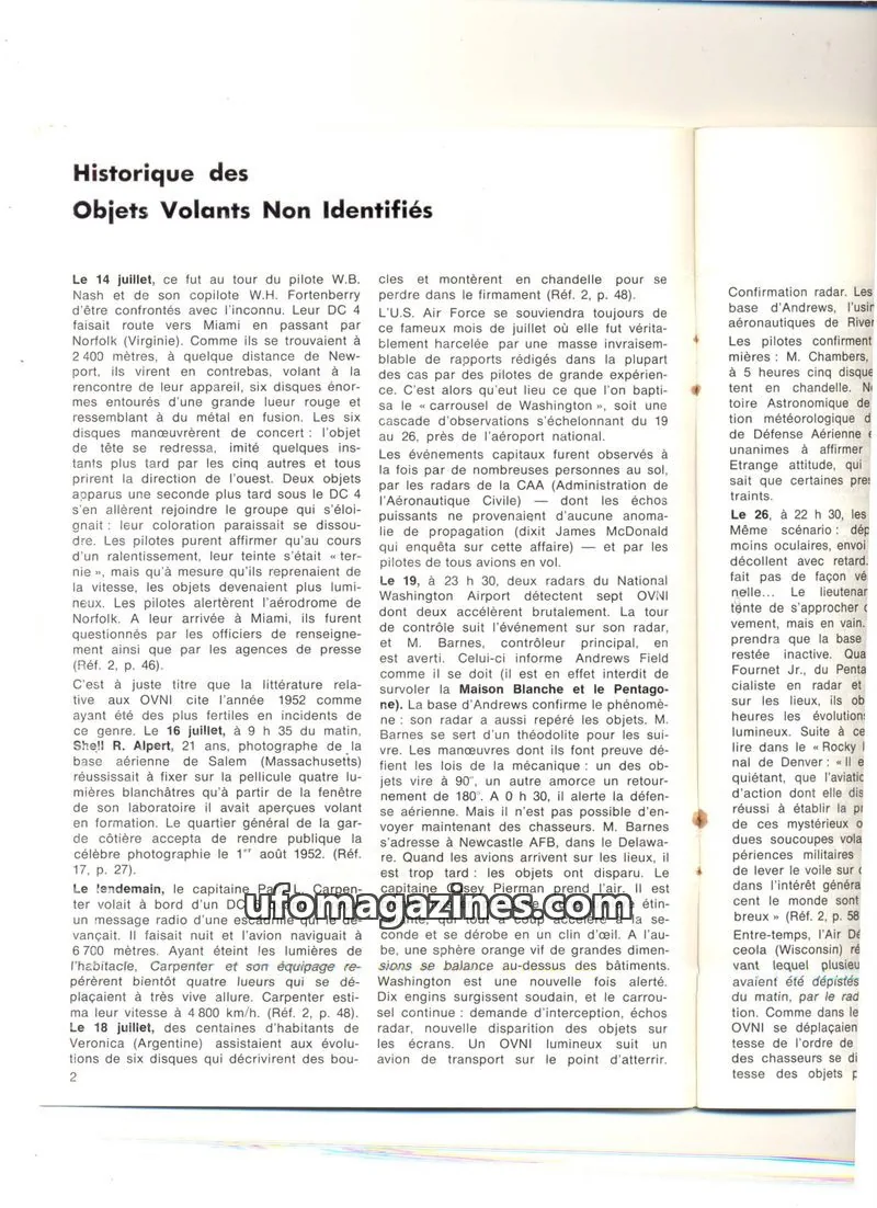 Cover of extracts: Historique des Objets Volants Non Identifiés