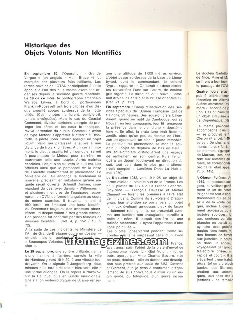 Cover of extracts issue 4: Historique des Objets Volants Non Identifiés