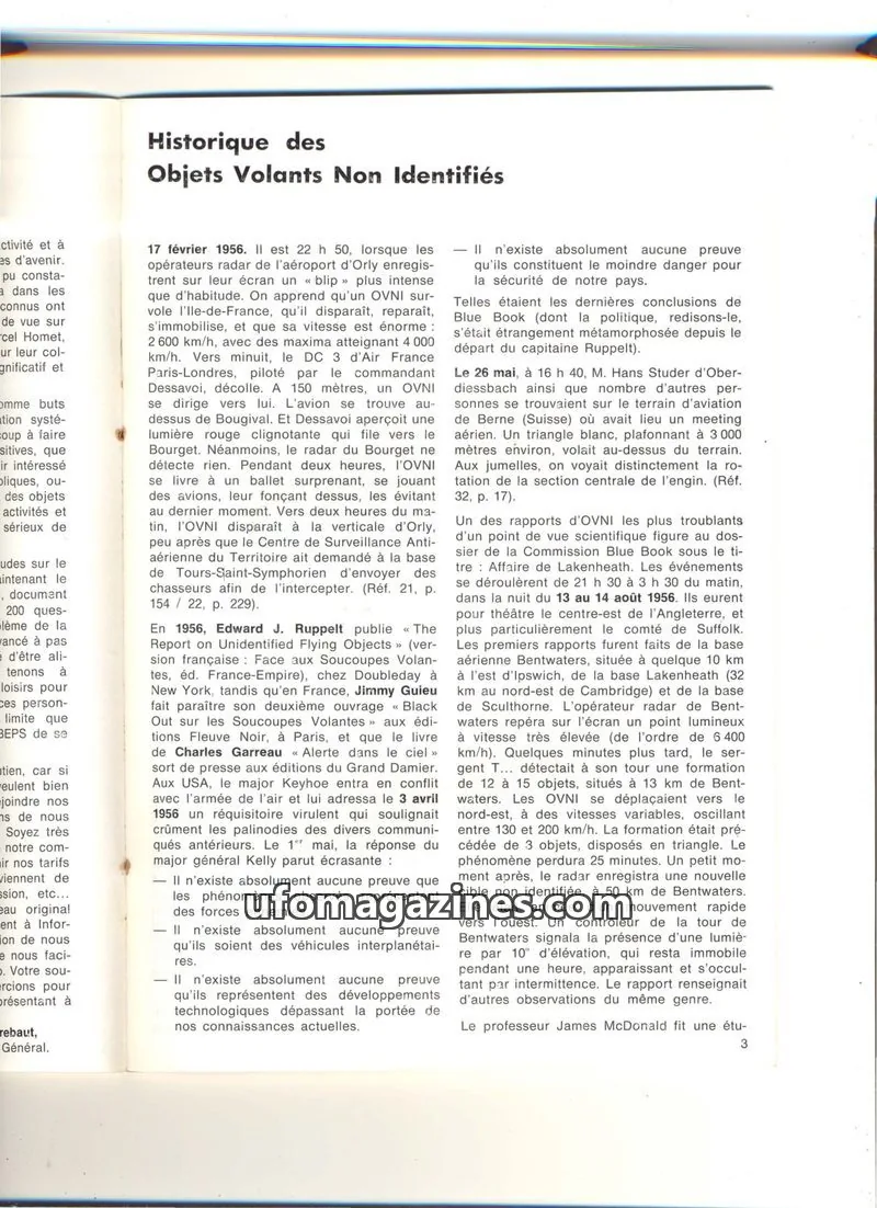 Cover of SOBEPS issue 12: Historique des Objets Volants Non Identifiés
