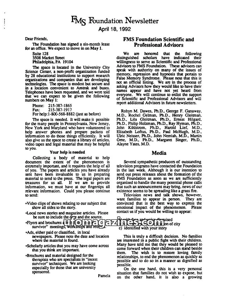 Cover of FMS Foundation issue Volume 1, Number 3: FMS Foundation Newsletter