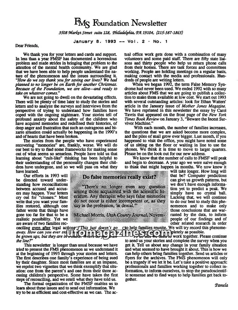 Cover of FMS Foundation issue Vol. 2 No. 1: FMS Foundation Newsletter