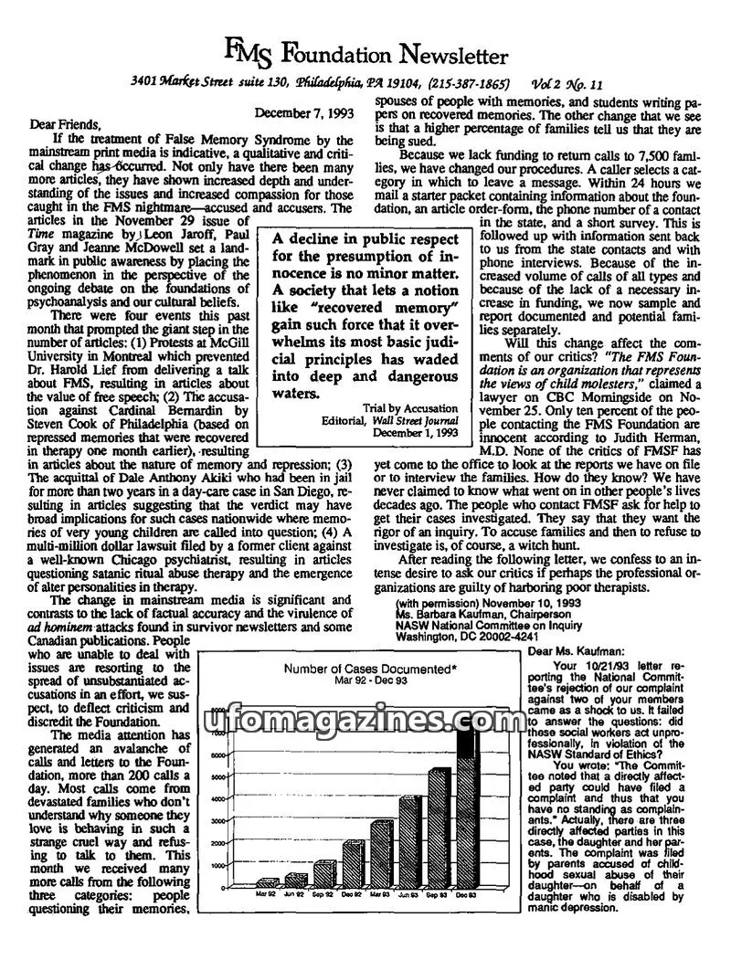 Cover of FMS Foundation issue Vol 2 No. 11: FMS Foundation Newsletter